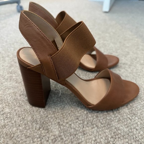 Aldo Brown Leather Heeled Block Sandals - Picture 1 of 5